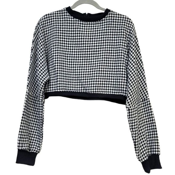 Shein houndstooth pullover cropped sweater, large - Picture 1 of 7